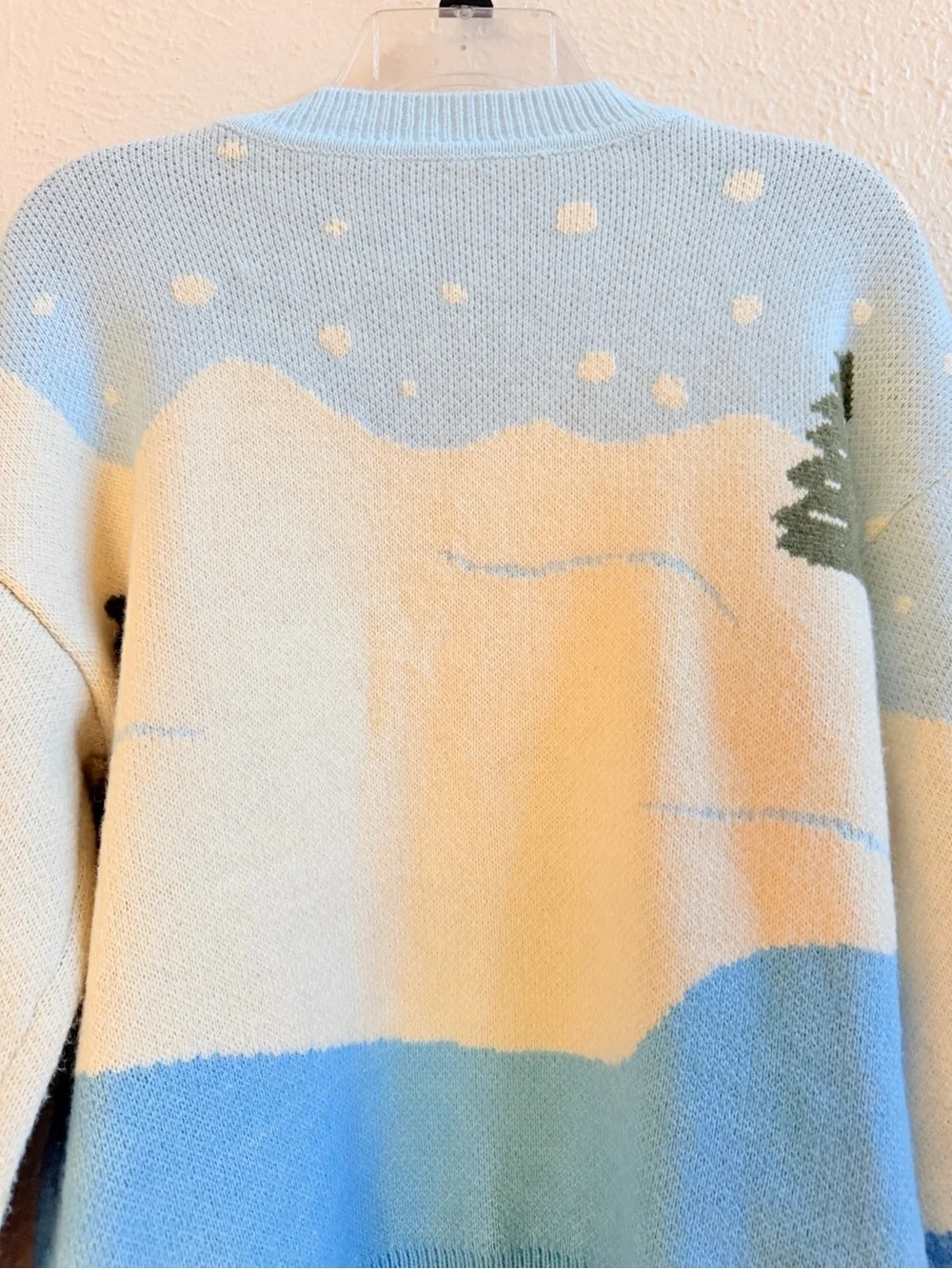 Cider white blue crew neck ski sweater